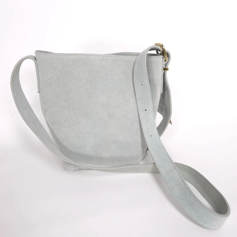NEW Margot NEW YORK Kaye Mini Bucket LEATHER Suede Blue Crossbody Bag MG3318-KU